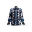 Versace Blue Silk Pattern Shirt Versace