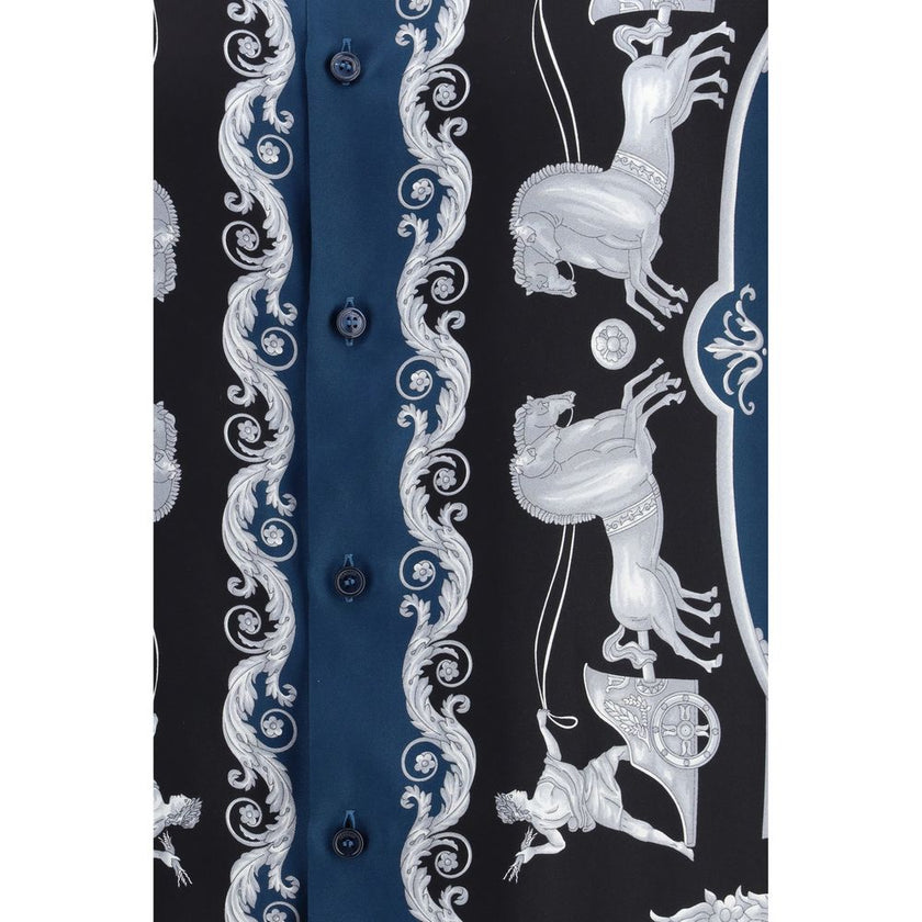 Versace Blue Silk Pattern Shirt Versace