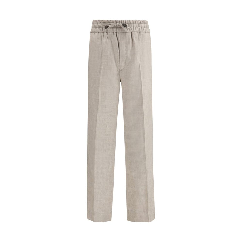 Brioni Gray Linen Casual Pants Brioni