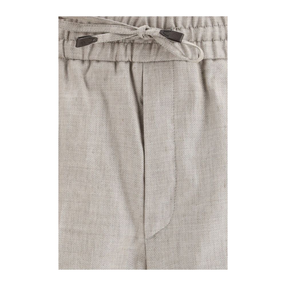 Brioni Gray Linen Casual Pants Brioni