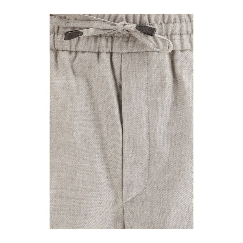 Brioni Gray Linen Casual Pants Brioni