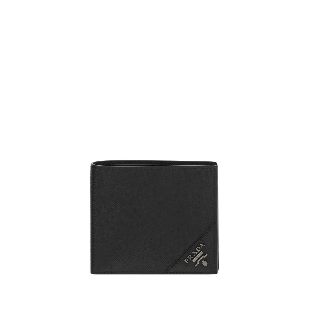 Prada Black Calf Leather Bos Taurus Wallet Prada