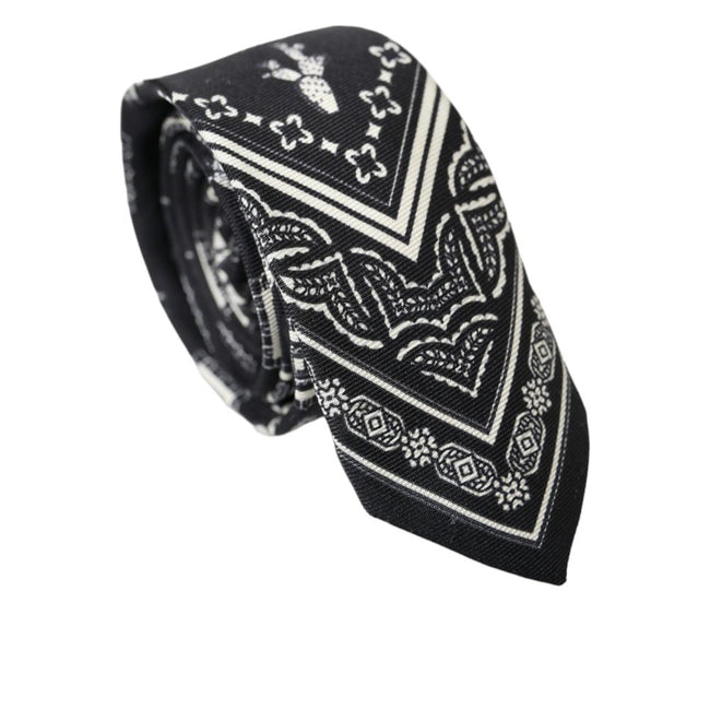 Dolce & Gabbana Black And White Silk Tie Dolce & Gabbana