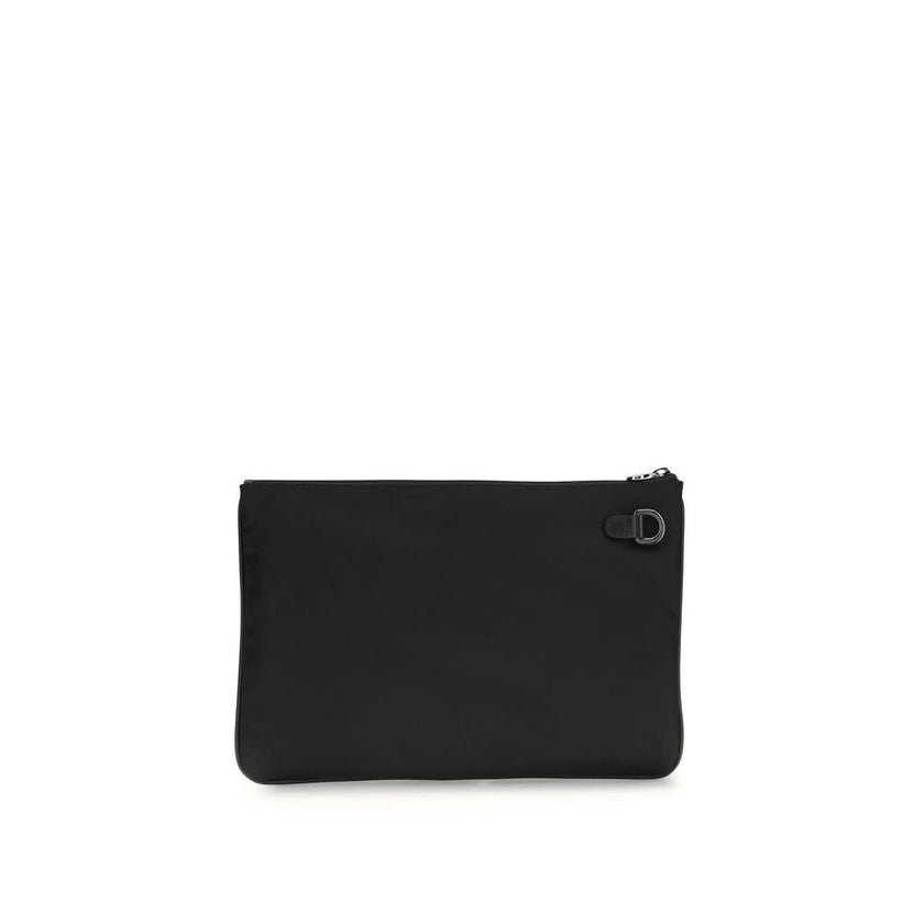 Kiton Black Fabric Clutch Bag Kiton