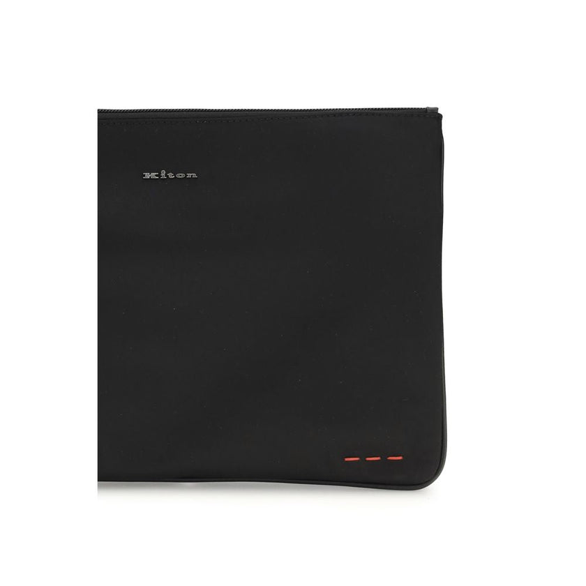 Kiton Black Fabric Clutch Bag Kiton