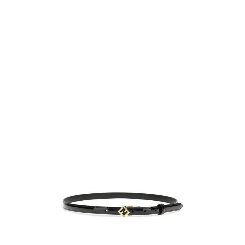Fendi Black Calf Leather Bos Taurus Thin Belt Fendi