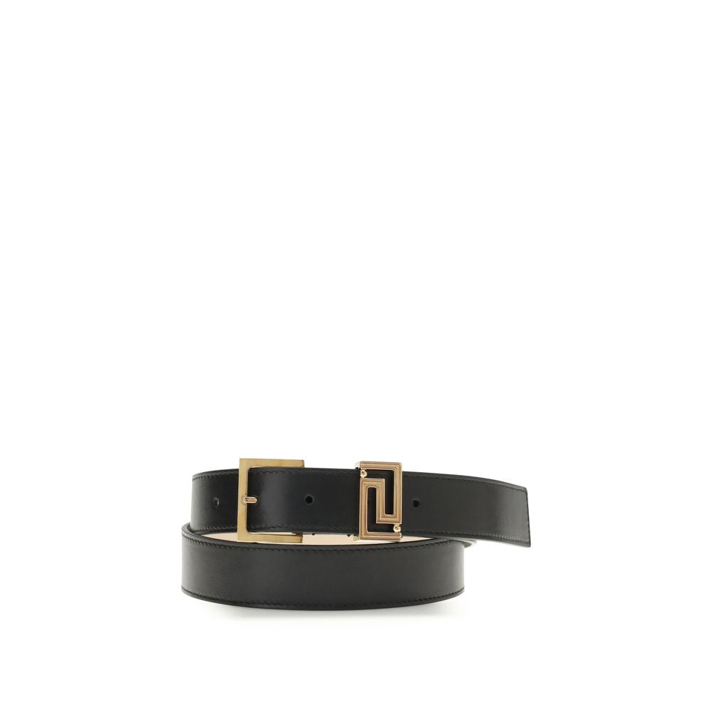 Versace Black Calf Leather Bos Taurus Belt Versace