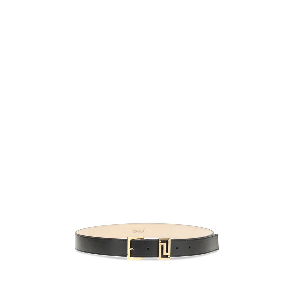 Versace Black Calf Leather Bos Taurus Belt Versace