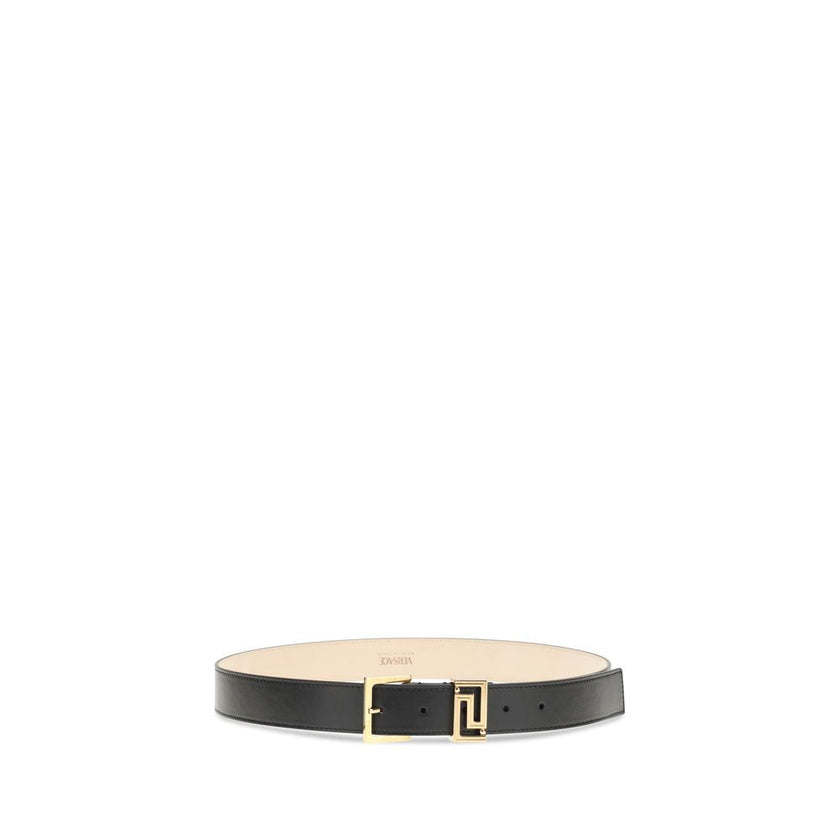 Versace Black Calf Leather Bos Taurus Belt Versace