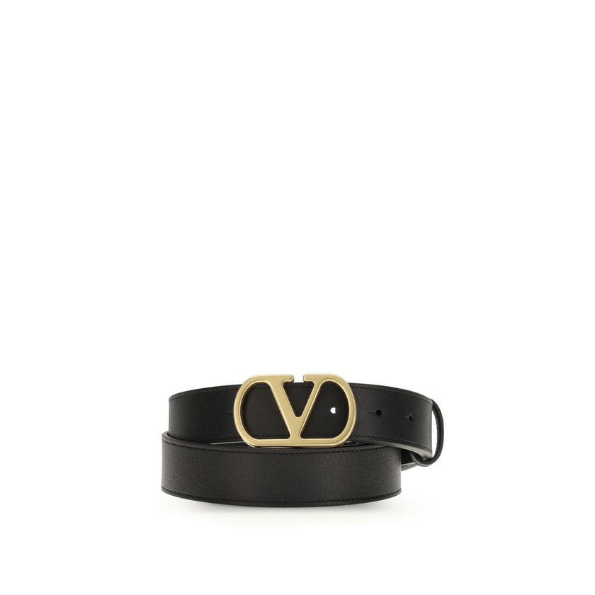 Valentino Garavani Black Calf Leather Bos Taurus Belt Valentino Garavani