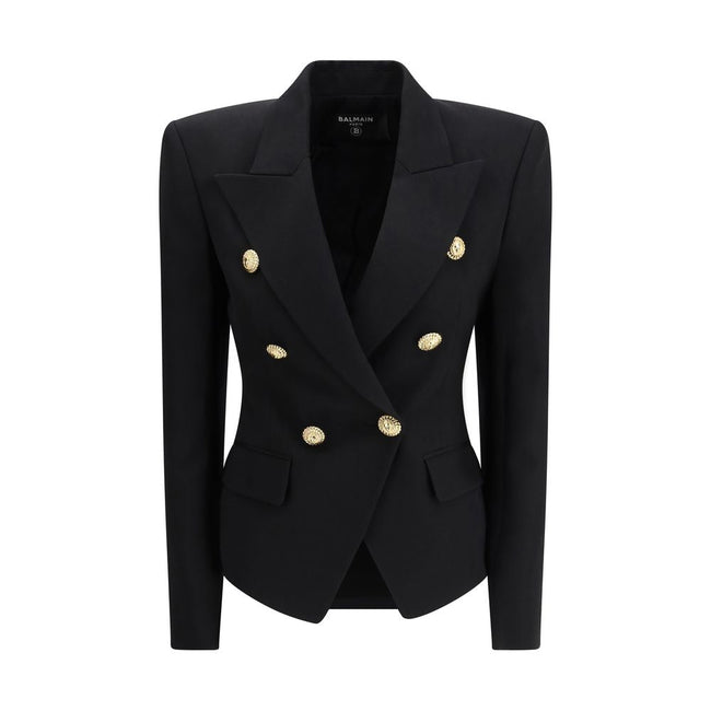 Balmain Black Wool Jackets And Coat Balmain