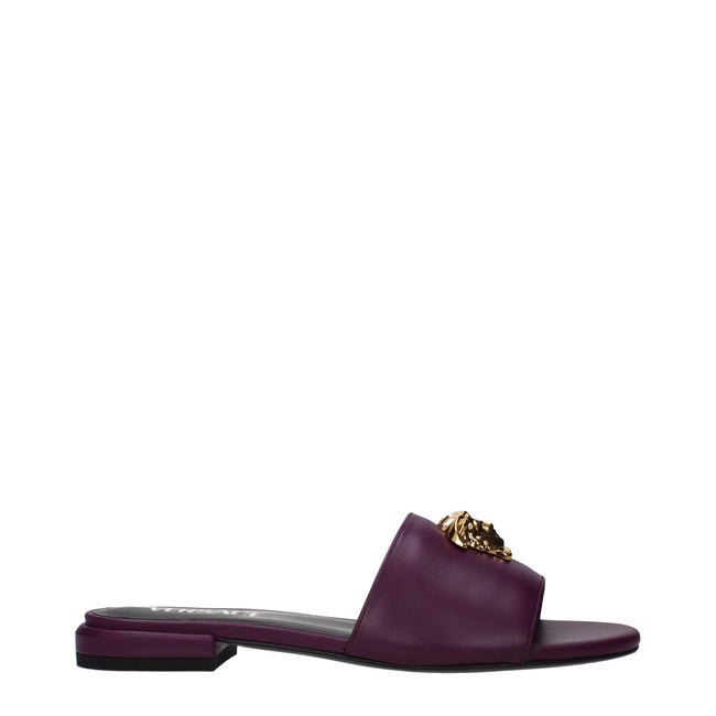Versace Purple Leather Slippers Versace