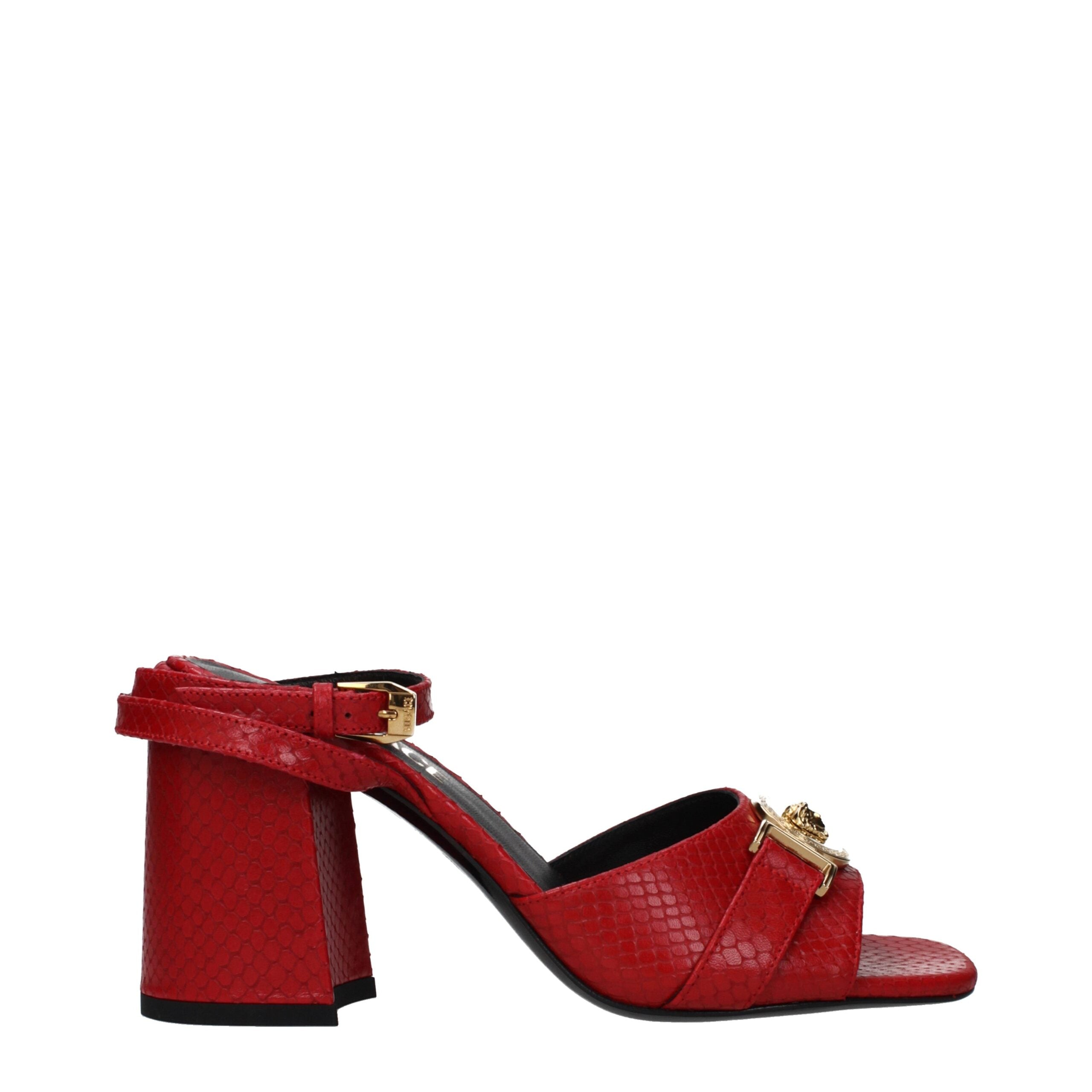 Versace Red Leather Platform Sandals Versace