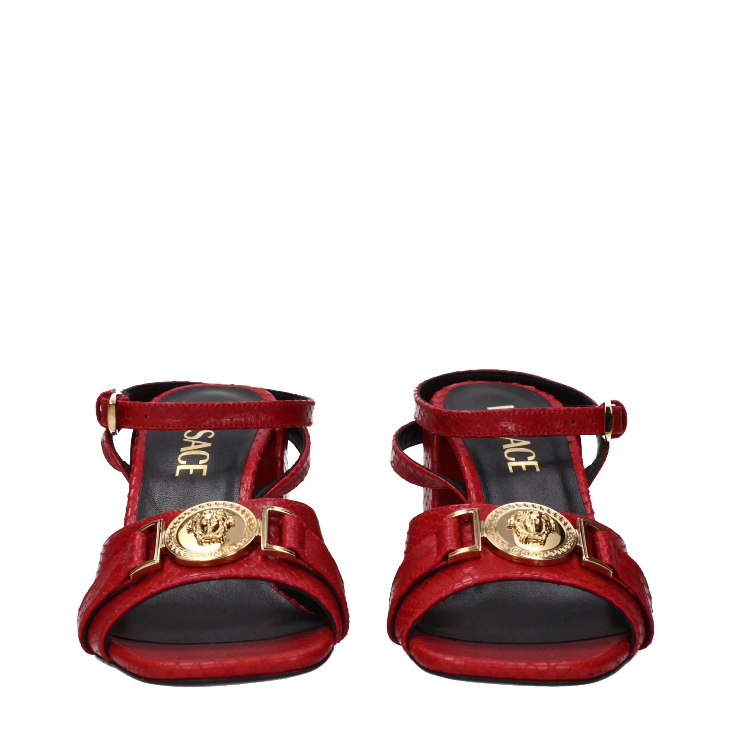 Versace Red Leather Platform Sandals Versace