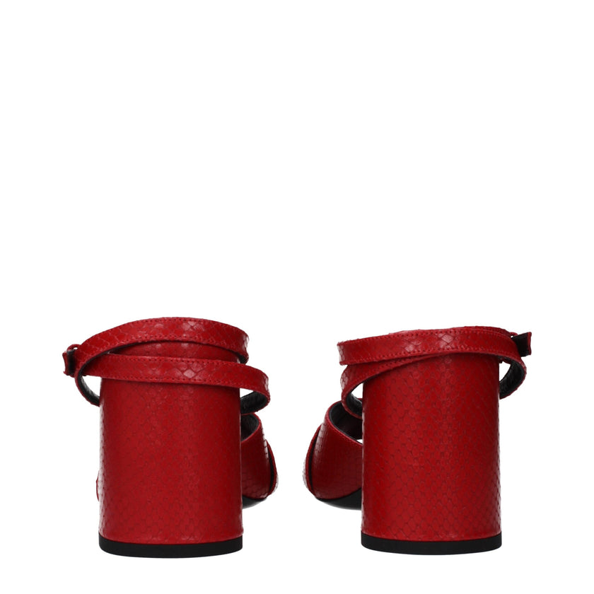 Versace Red Leather Platform Sandals Versace