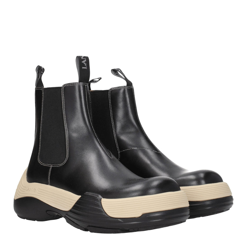 Lanvin Black Leather Ankle Boots Lanvin