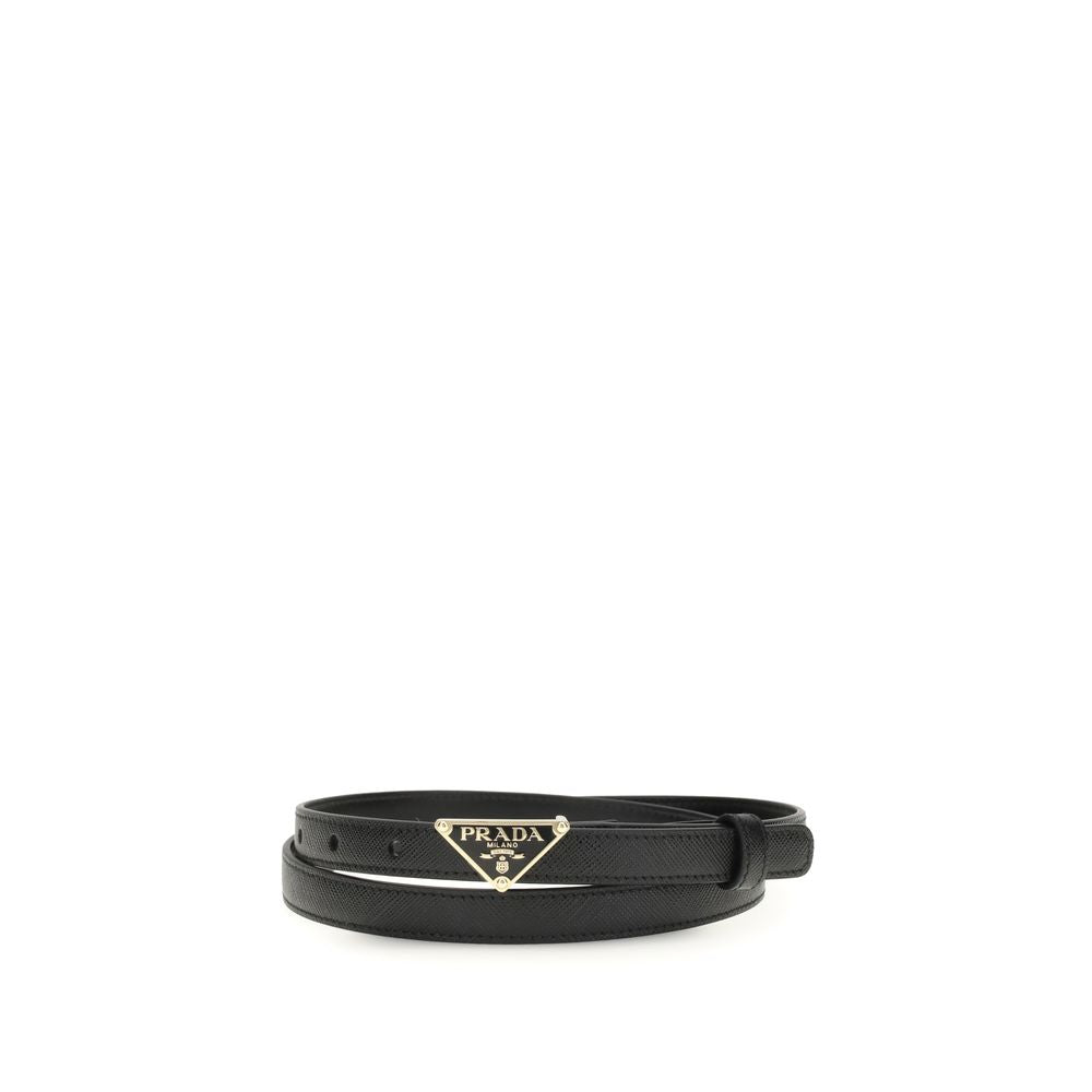 Prada Black Calf Leather Bos Taurus Thin Belt Prada