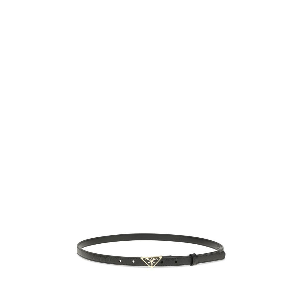 Prada Black Calf Leather Bos Taurus Thin Belt Prada