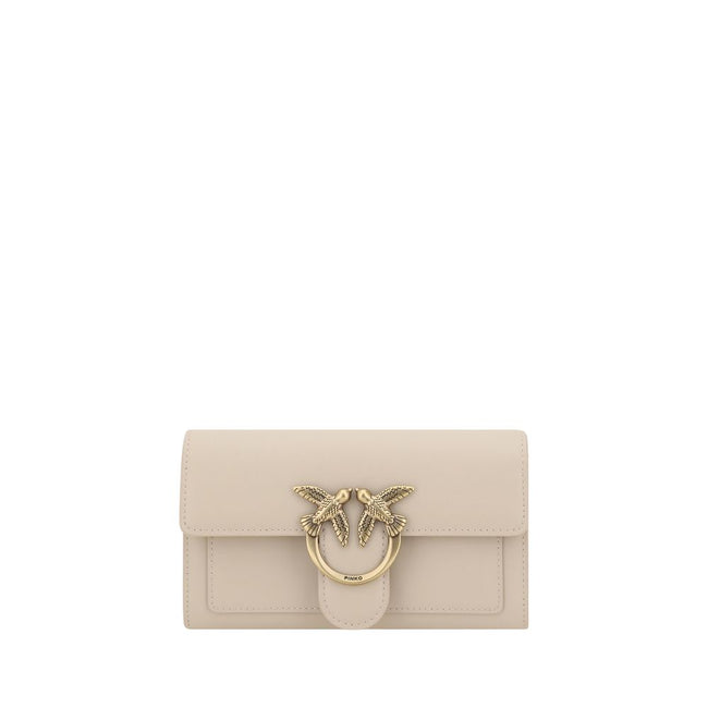 PINKO Beige Calf Leather Bos Taurus Shoulder Bag PINKO