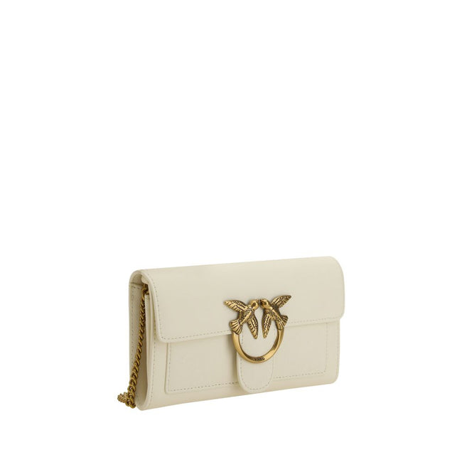 PINKO White Calf Leather Bos Taurus Shoulder Bag PINKO