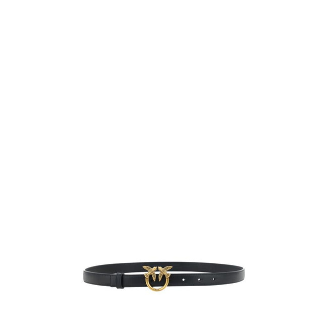 PINKO Black Calf Leather Bos Taurus Regular Belt PINKO