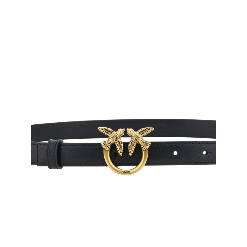 PINKO Black Calf Leather Bos Taurus Regular Belt PINKO