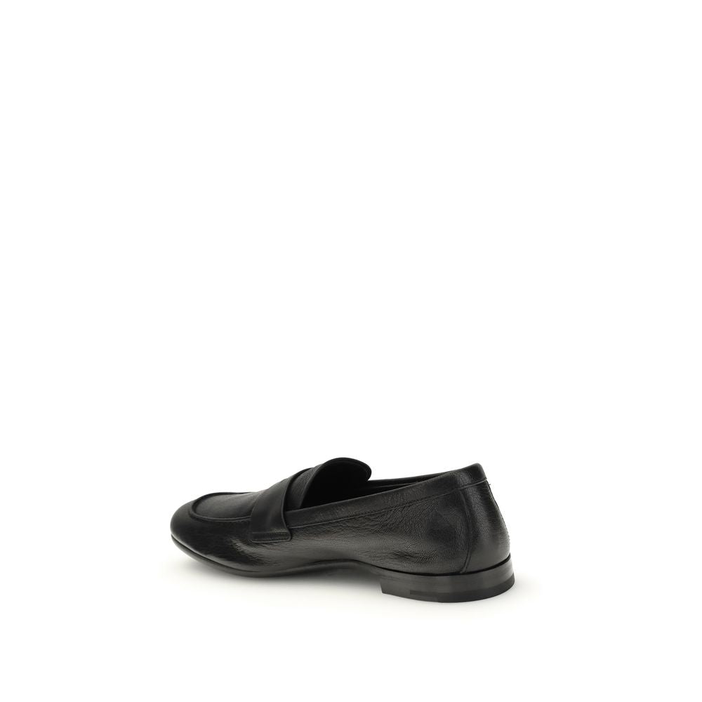 Prada Black Calf Leather Bos Taurus Slip-On Loafers Prada