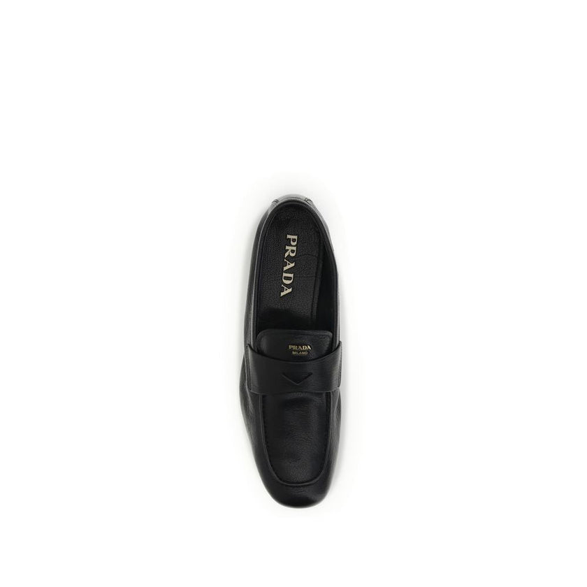 Prada Black Calf Leather Bos Taurus Slip-On Loafers Prada