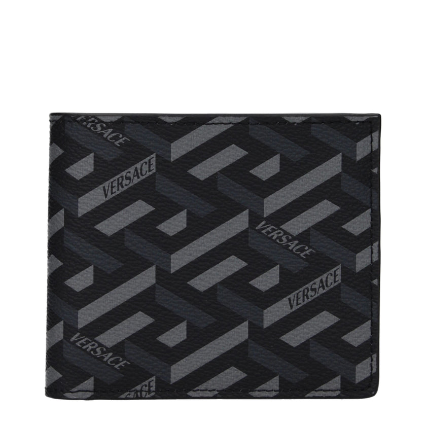 Versace Black Fabric Wallet Versace