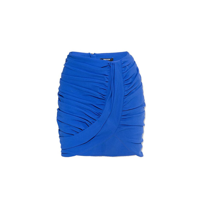Balmain Blue Elastane Mini Skirt Balmain