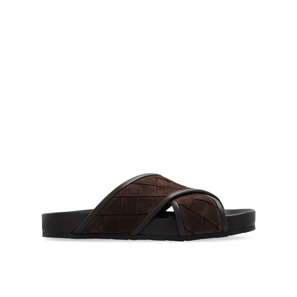 Bottega Veneta Brown Lamb Leather Flat Sandals Bottega Veneta