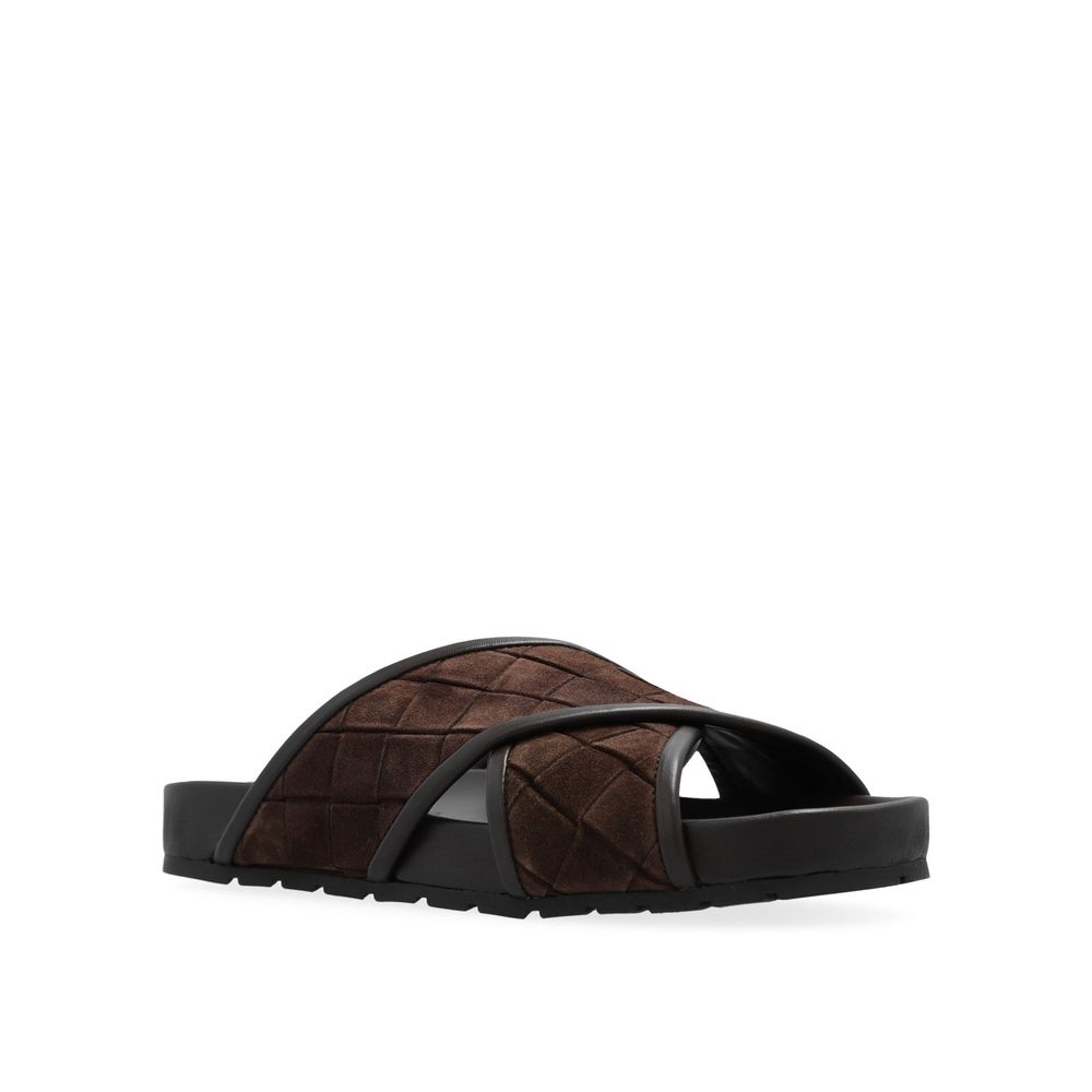 Bottega Veneta Brown Lamb Leather Flat Sandals Bottega Veneta