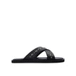 Jimmy Choo Black Calfskin Flat Sandals Jimmy Choo