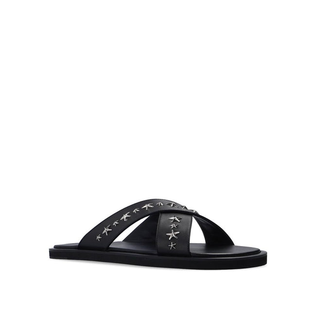 Jimmy Choo Black Calfskin Flat Sandals Jimmy Choo