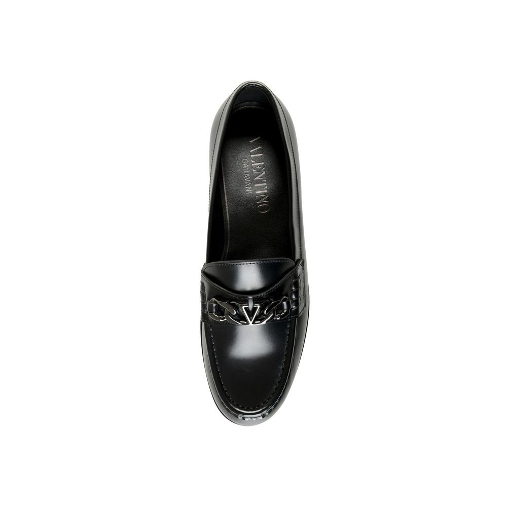 Valentino Garavani Black Leather Slip-On Loafers Valentino Garavani