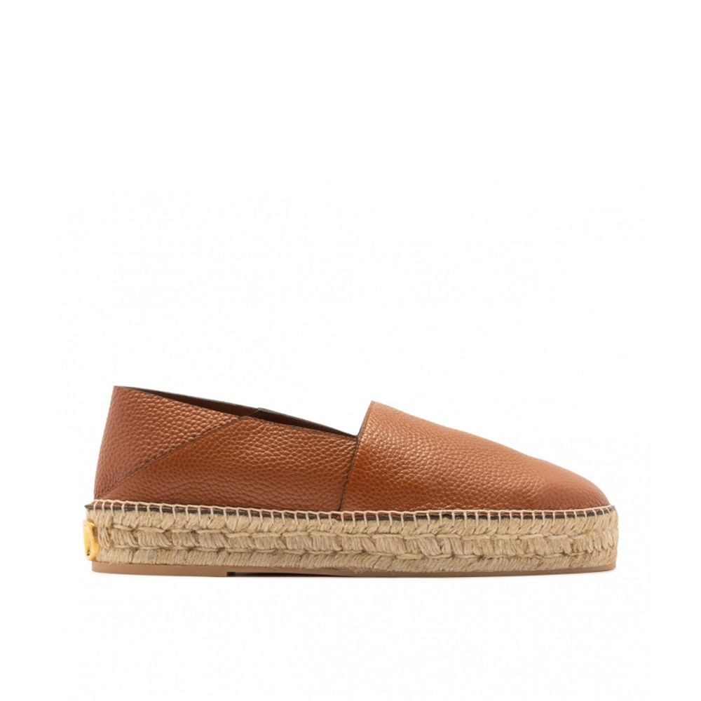 Valentino Garavani Brown Calfskin Espadrilles Valentino Garavani