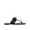 Valentino Garavani Black Calfskin Flat Sandals Valentino Garavani