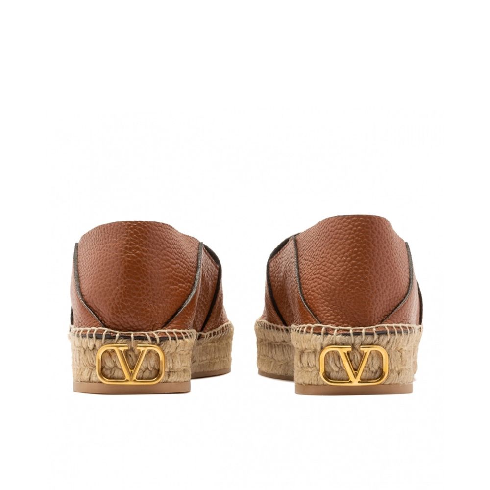 Valentino Garavani Brown Calfskin Espadrilles Valentino Garavani