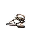 Valentino Garavani Black Calfskin Flat Sandals Valentino Garavani