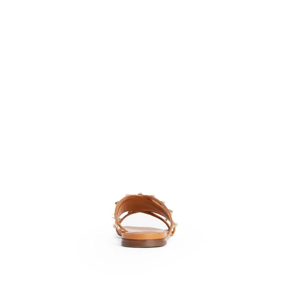 Valentino Garavani Brown Calfskin Flat Sandals Valentino Garavani