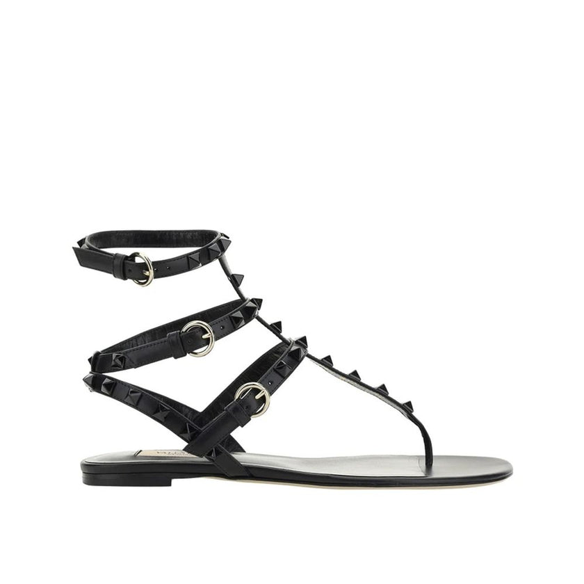 Valentino Garavani Black Calfskin Strap-On Sandals Valentino Garavani