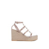 Valentino Garavani Beige Calfskin Wedge Sandals Valentino Garavani