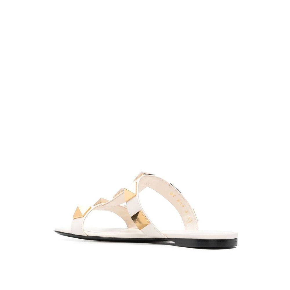 Valentino Garavani White Calfskin Flat Sandals Valentino Garavani