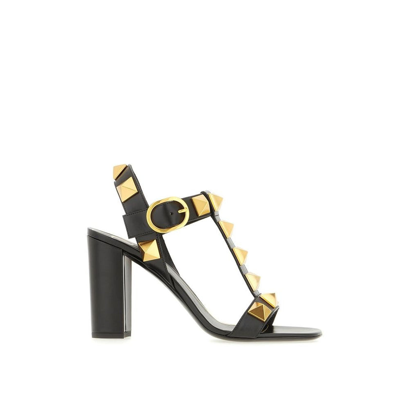 Valentino Garavani Black Calfskin Flat Sandals Valentino Garavani