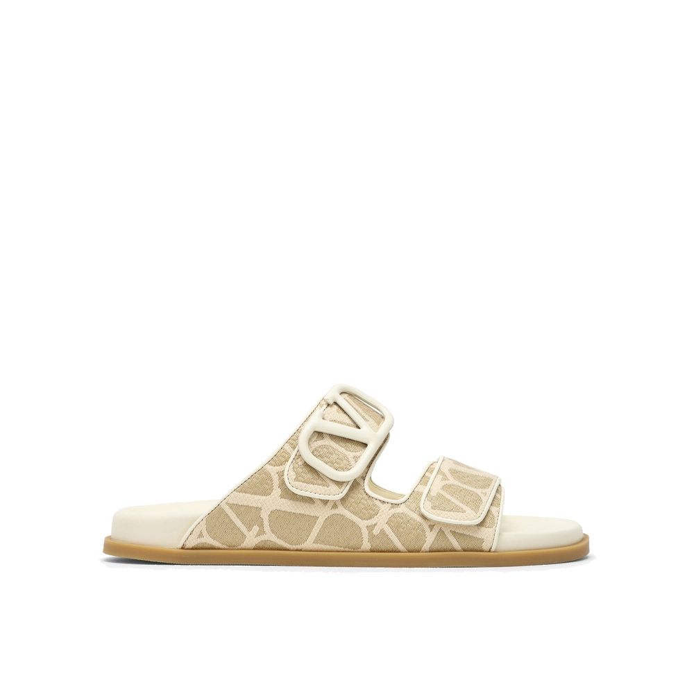 Valentino Garavani Bicolor Fabric Flat Sandals Valentino Garavani