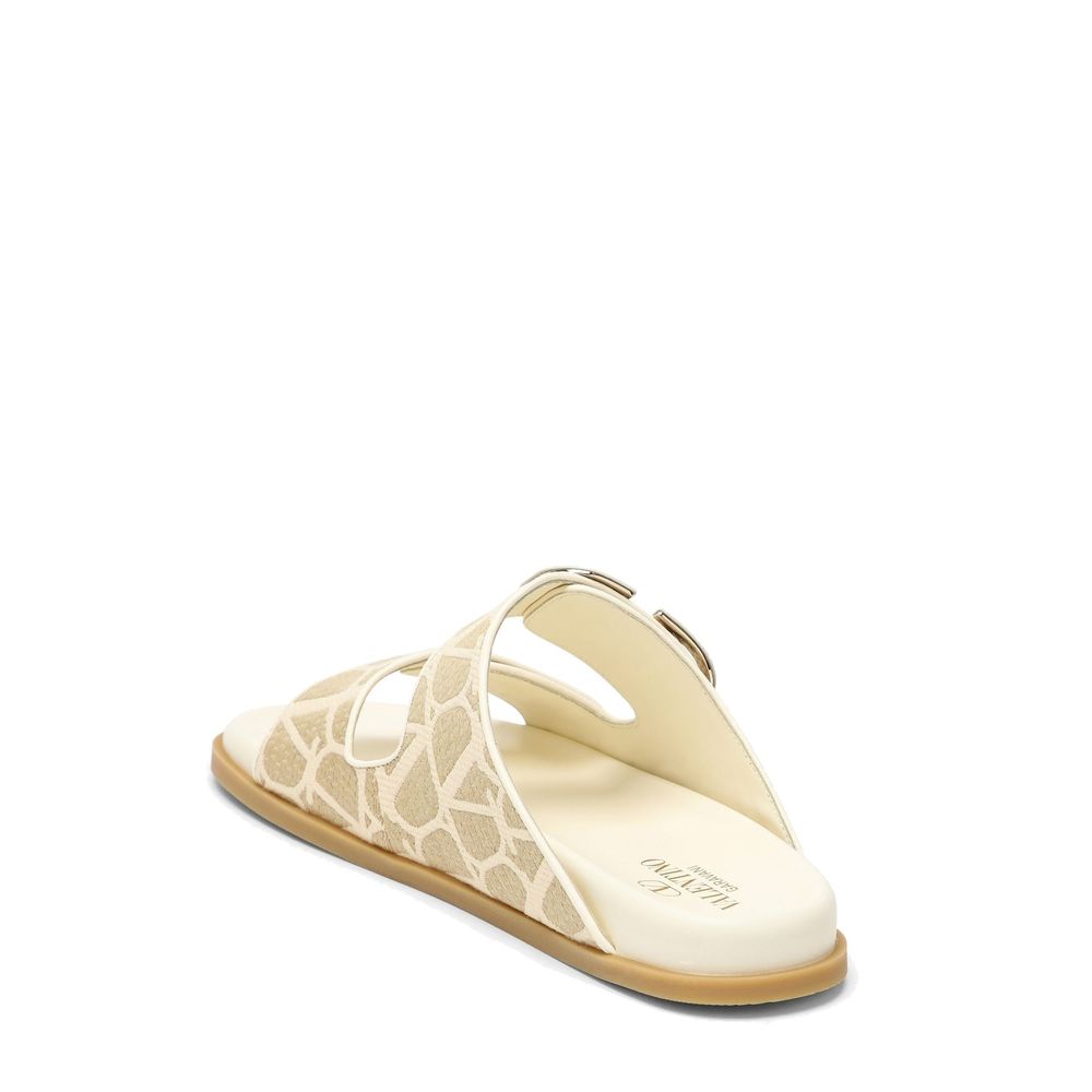 Valentino Garavani Bicolor Fabric Flat Sandals Valentino Garavani