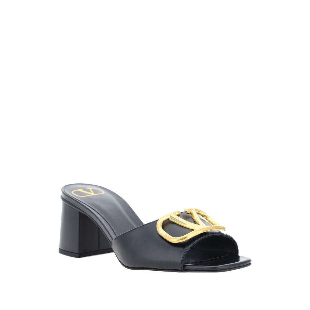 Valentino Garavani Black Calfskin Flat Sandals Valentino Garavani
