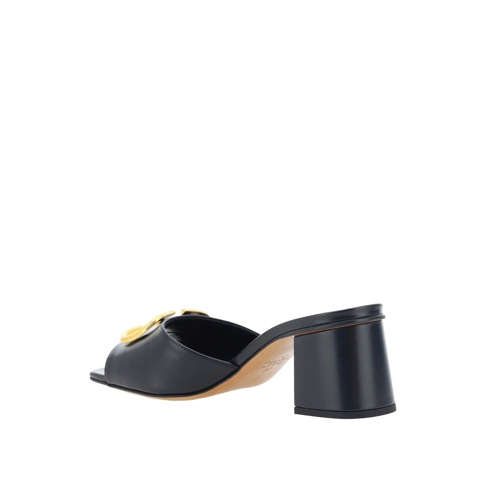 Valentino Garavani Black Calfskin Flat Sandals Valentino Garavani