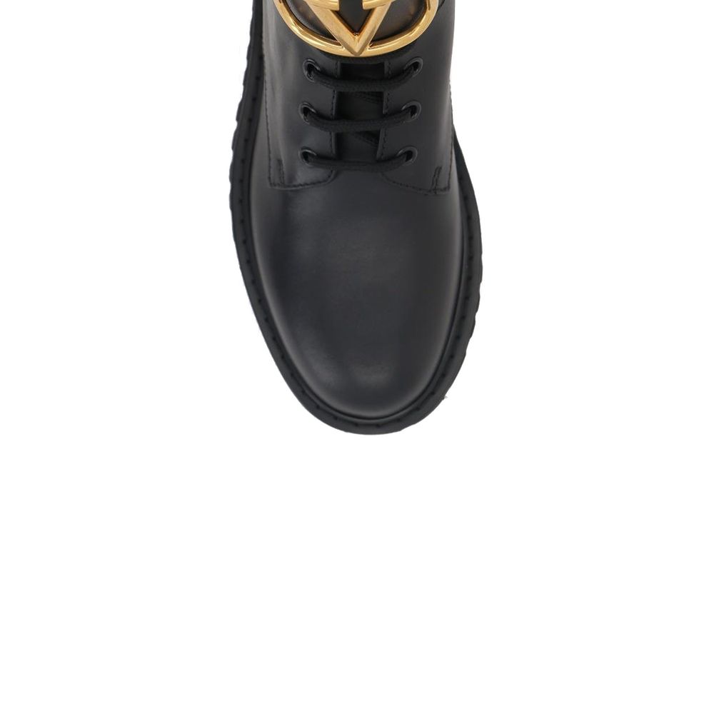 Valentino Garavani Black Calfskin Lace-Up Boots Valentino Garavani