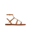 Valentino Garavani Brown Leather Flat Sandals Valentino Garavani